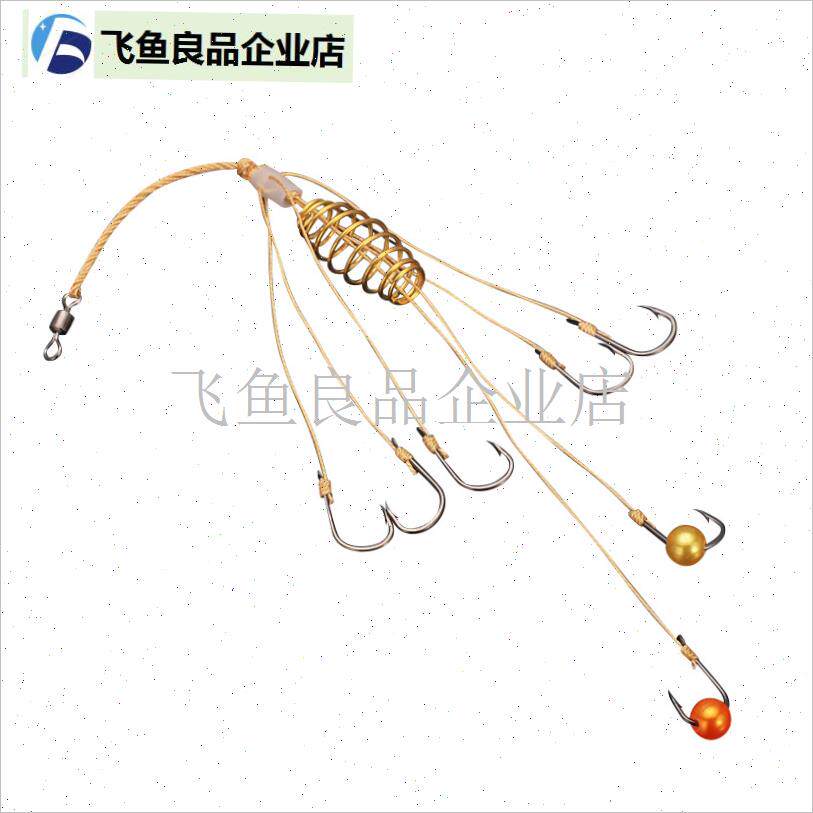 双尾爆炸钩 手工绑制珠珠炸弹钩4付盒J装鬼牙伊势尼海竿弹簧钓鱼,