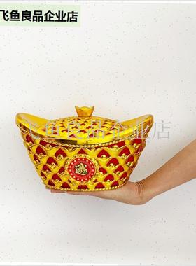 新年装饰摆件仿真金元宝糖果盒公司开业乔迁P新居礼品场景布置摆,