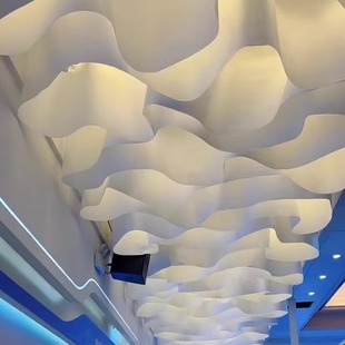 吊顶文理纸法纹纸法理纸商业装修波浪天花吊顶设计师阻燃布