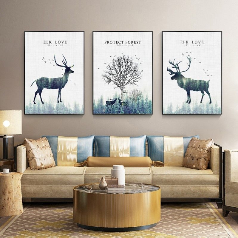 挂画三联画新款三连图壁画客厅个性时尚文艺沙发装饰画小清新饭厅