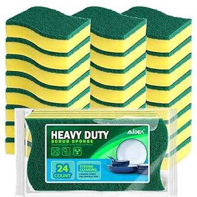 AIDEA Heavy Duty Scrub Sponge-24Count For Cleaning， Stink