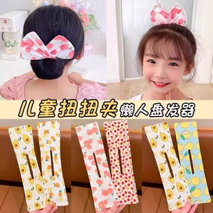 可愛蝴蝶結丸子頭發帶發卡發箍 兒童魔術扭扭夾盤發新款
