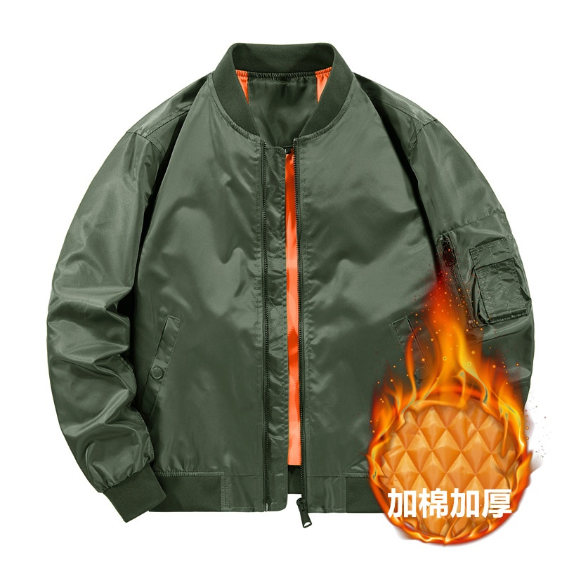 潮牌棒球服夹克男MA1空军飞行服夹克加棉加厚上衣外套印logo跨境