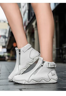 公羊联盟平底休闲女鞋2025新款马丁靴女真皮鞋高帮冬季加绒短靴子