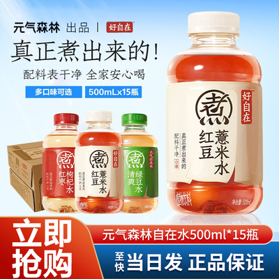 元气森林自在水红豆薏米水500ml红枣枸杞水绿豆水0糖0卡无糖饮料