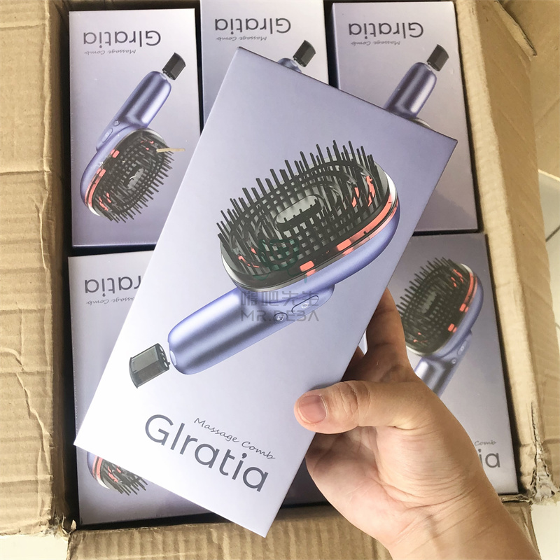 出口单！电动头皮按摩梳子精油雾化导入头部疗疏通经络仪刷