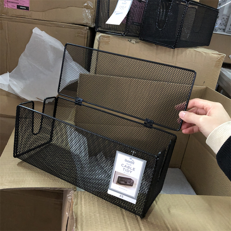 铁艺插排收纳筐 电源线盒桌面理线盒