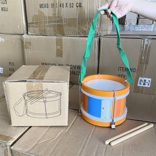 卡通木质小鼓儿童敲鼓玩具 幼儿园节目道具宝宝便携背带手拍鼓