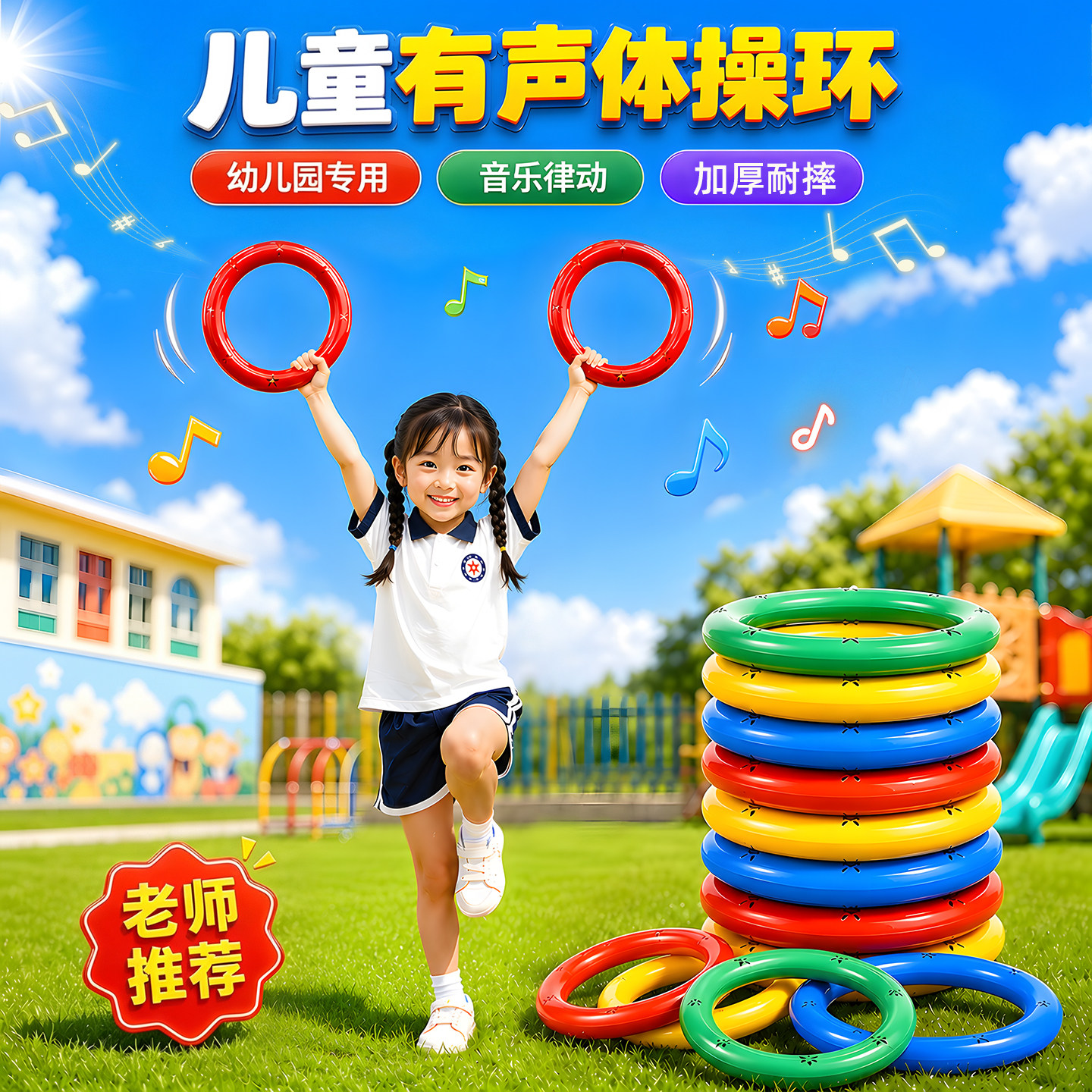 幼儿园有声体操环晨操早操器械道具体操圈塑料舞蹈手环儿童手摇铃