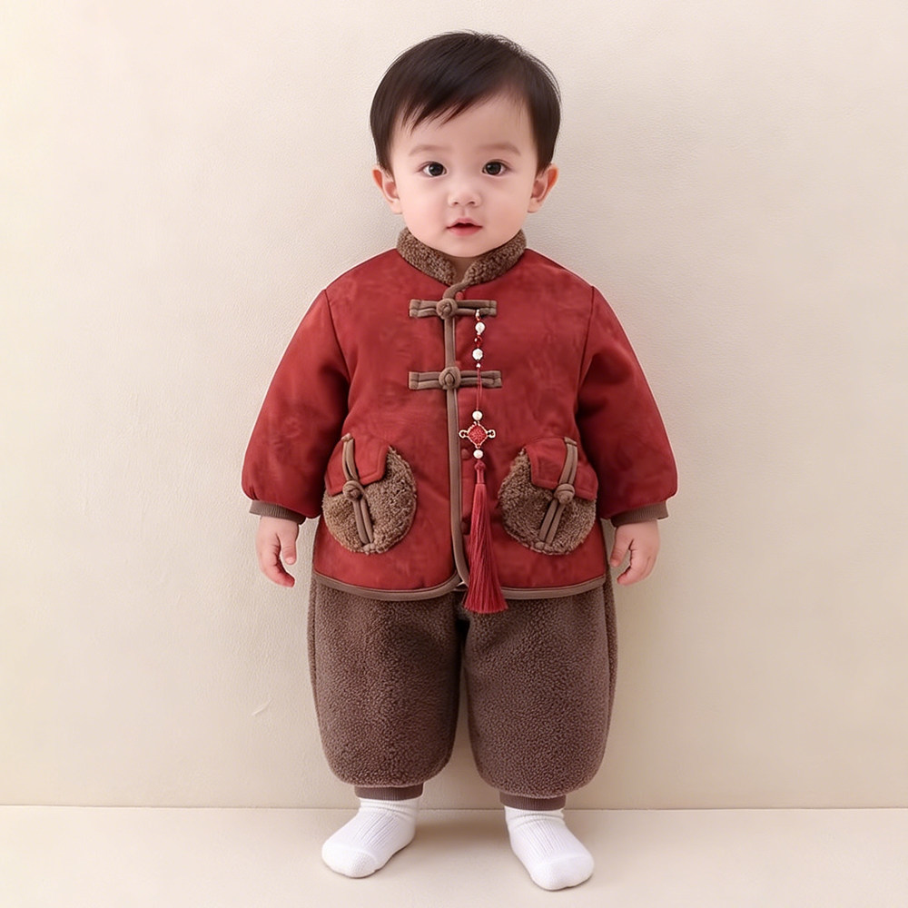 儿童拜年服套装男童女童加绒加厚棉服外套裤子两件套宝宝周岁礼服,童装/婴儿装/亲子装,套装,淘宝优惠券,粉丝福利购,淘宝优惠卷