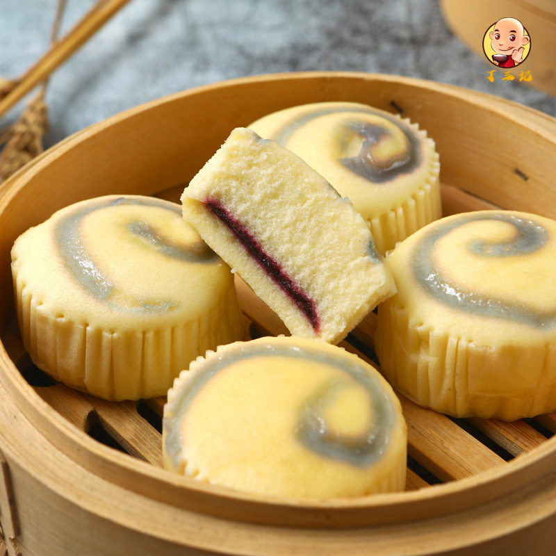 蓝莓流心蒸蛋糕精美高端点心早点茶点12个装一包