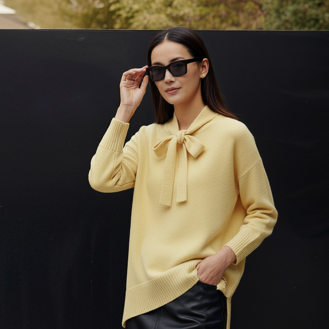 法式甜美蝴蝶结针织衫小个子秋冬