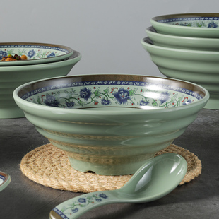 密胺青花瓷拉面碗仿瓷面馆塑料碗粉碗商用汤面碗牛羊汤碗麻辣烫碗