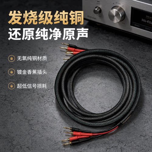 阿杜精选定制发烧级纯铜音箱喇叭线音响线hifi音箱线镀金香蕉插头