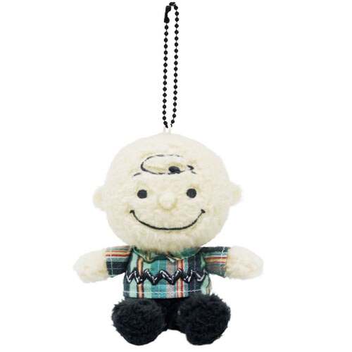 日本正品Snoopy史努比Charlie Brown毛絨公仔匙扣包掛(薄荷直紋)