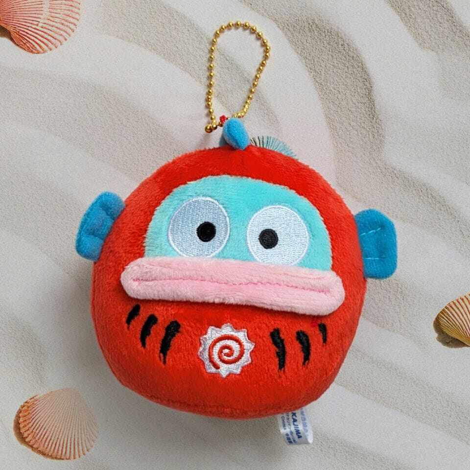 日本Sanrio正品Hangyodon海怪醜魚 毛絨公仔匙扣包掛件(達摩)
