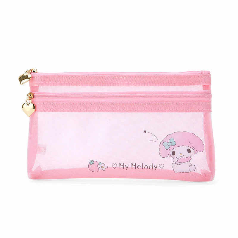 日本Sanrio正品My Melody 透明兩層筆袋文具收納包