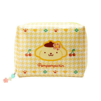 日本Sanrio正品Pompompurin布甸狗 手拿包化妝包收納包(千鳥格)