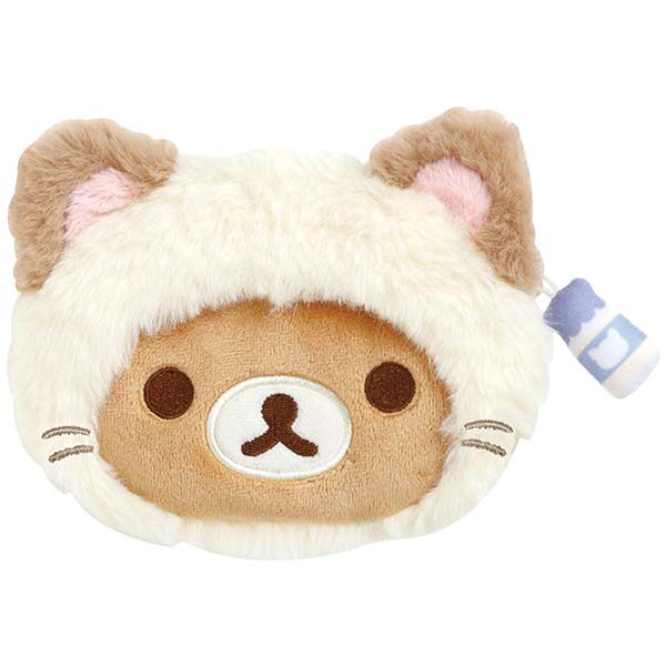 日本SanX正品Rilakkuma鬆弛熊 毛絨零錢包硬幣包(貓貓溫泉)