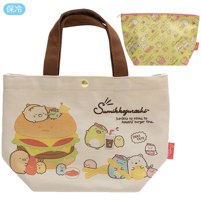 日本SanX正品Sumikko Gurashi角落生物 小拎包保溫飯盒袋(漢堡)