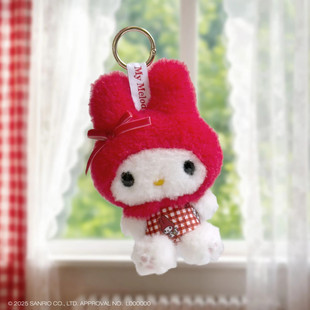 日本Sanrio正品My Melody毛絨公仔匙扣包掛件(紅格)