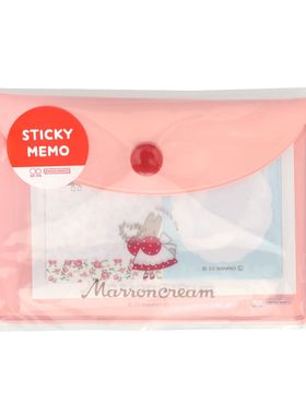 日本Sanrio正品Marron Cream兔媽媽 N次貼便條紙+收納袋(retro)