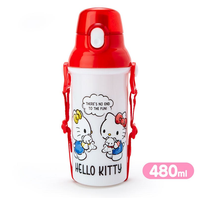 日本Sanrio正品Hello Kitty 兒童塑膠斜挎水壺水樽480ml