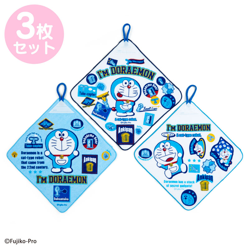日本正品Doraemon哆啦A夢叮噹純棉小手巾毛巾(3條)