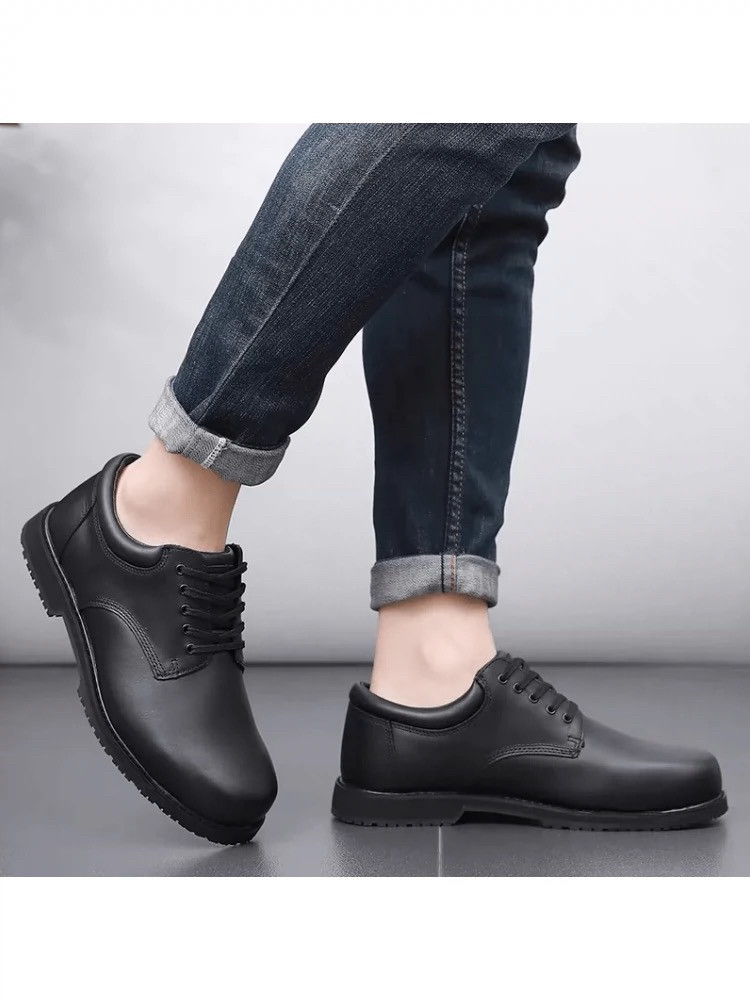 春秋君洛克头层牛皮防滑大头皮鞋男士黑色经典百搭战术皮鞋d19401