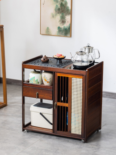 移动茶柜茶车小茶台烧水壶一体家用茶水柜实木茶几阳台带门泡茶桌