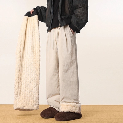 法国冬季加绒超厚裤子防寒羽绒裤