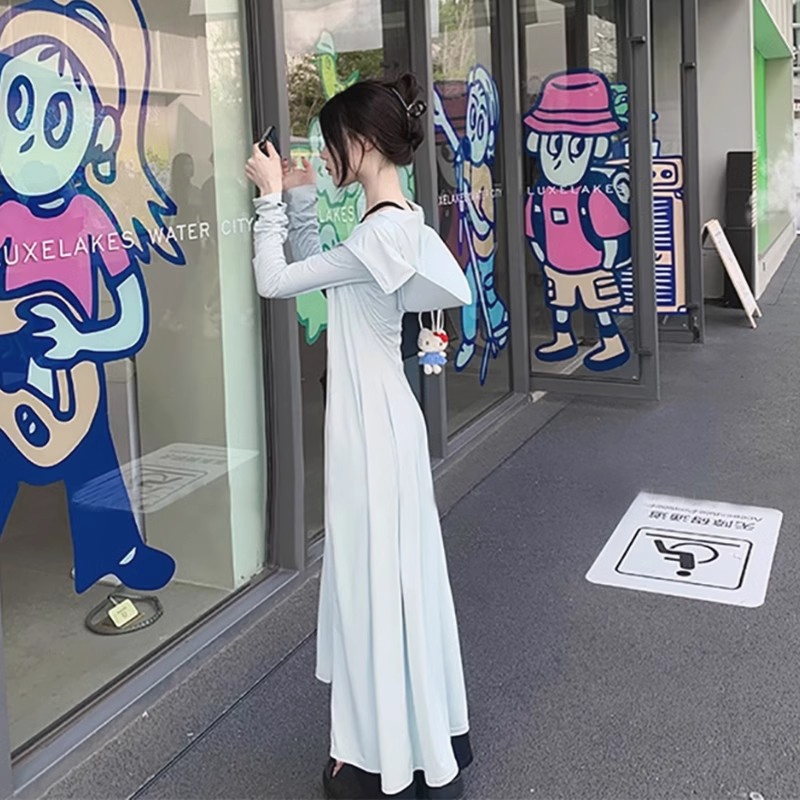 法国轻奢全身防晒衣女夏季新款修身收腰轻薄海边防晒裙超长款外套