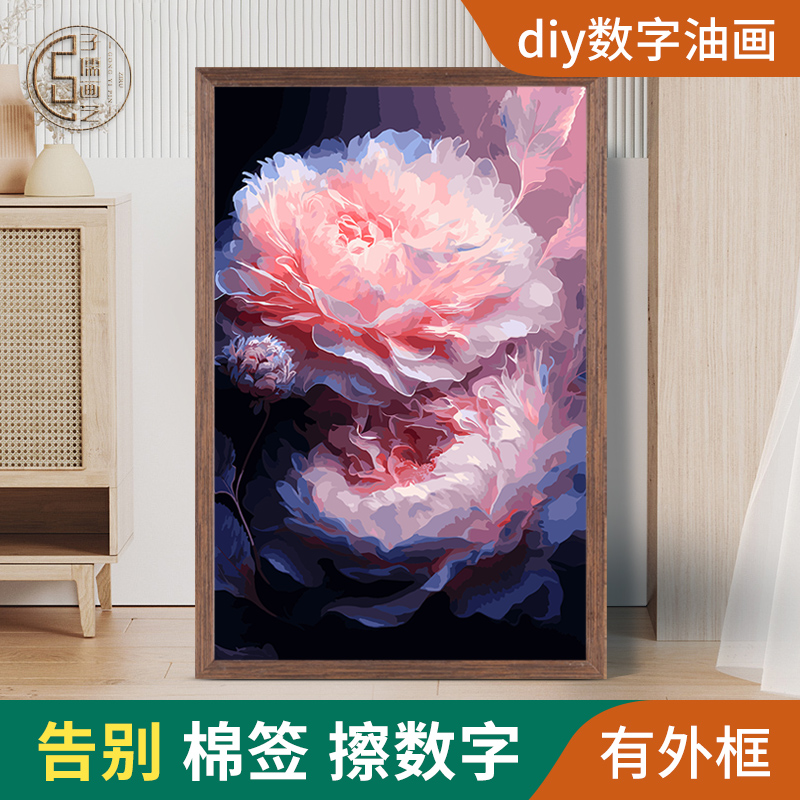 diy数字油画繁花似锦填色填充减压治愈卡通花卉印象装饰画油彩画