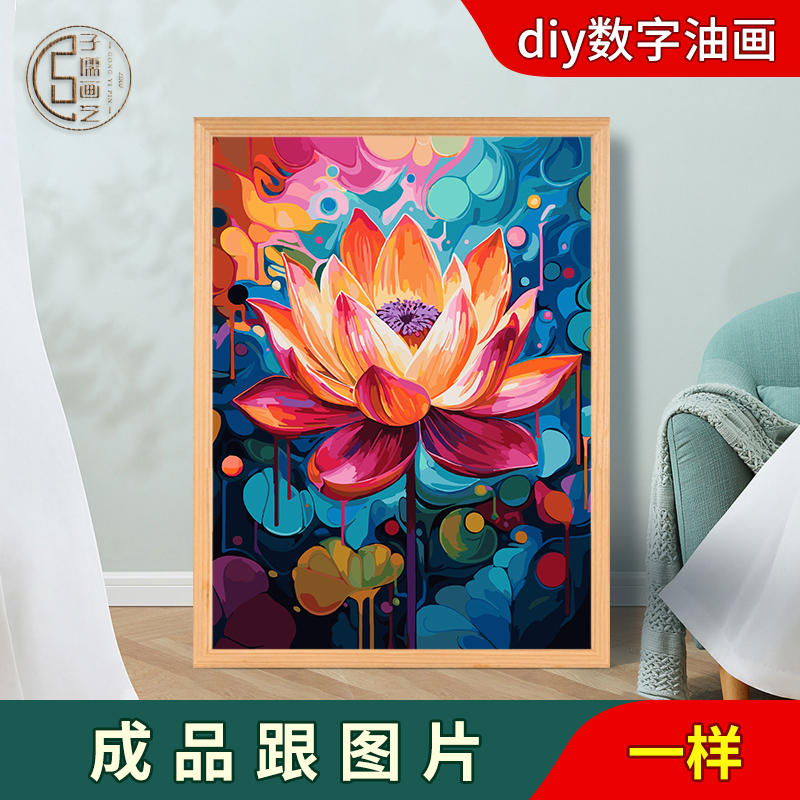 子儒画艺diy数字油画简单简约减压治愈卡通丙烯画印象花卉装饰画图片