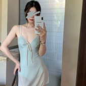 omom2026年新款 纯欲少女感小清新格子连体泳衣温泉海边度假泳装