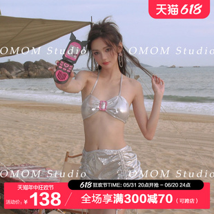 性感BIKINI三件套沙滩度假泳装 比基尼泳衣女式 omom2024春夏新款