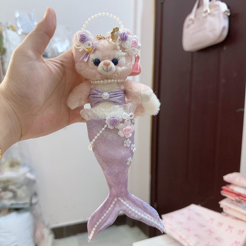 南风格子钥匙圈玲娜贝儿娃衣冰箱贴挂件尺寸着替紫镭射珍珠美人鱼