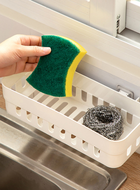 抹布沥水架厨房置物架壁挂葱姜蒜收纳筐水槽洗碗海绵钢丝球沥水篮