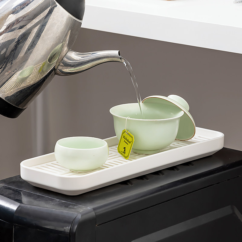 塑料茶盘办公室用干泡台小型沥水盘家用一人茶杯放置盘茶台茶托盘图片
