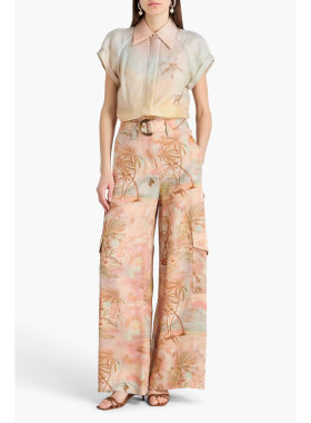 ZIMMERMANN正品代购过季款渡假风印花阔腿休闲裤19261