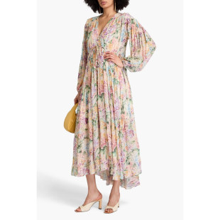 款 过季 高腰剪裁碎花皱摺连衣裙91541 代购 ZIMMERMANN正品