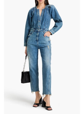 香港IR0正品代购过季款帅气低v洗水牛仔连体裤81753