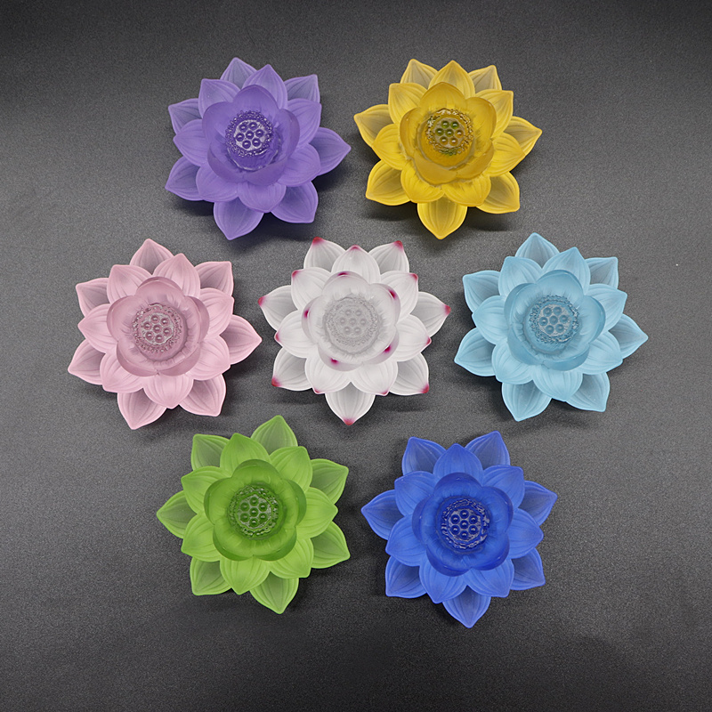 古法琉璃装饰台礼物中式风莲花