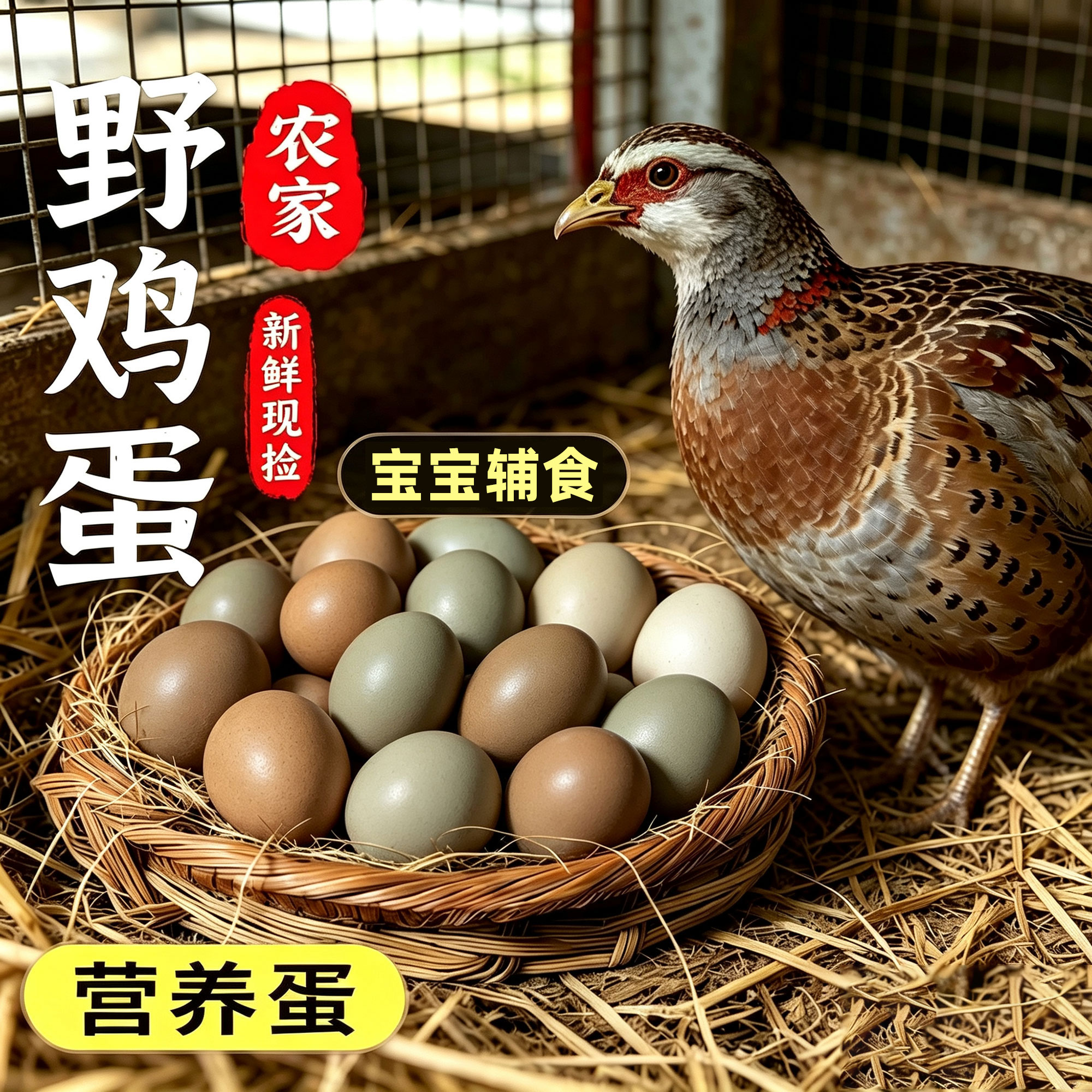 七彩山鸡蛋农村散养30枚宝宝辅食