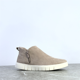 耐磨防滑厚底板鞋 绒布面侧拉链休闲鞋 女鞋 出美单中帮运动鞋