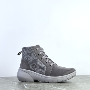 出美单中帮运动鞋女鞋布面拼接休闲鞋轻便舒适防滑足弓支撑健步鞋