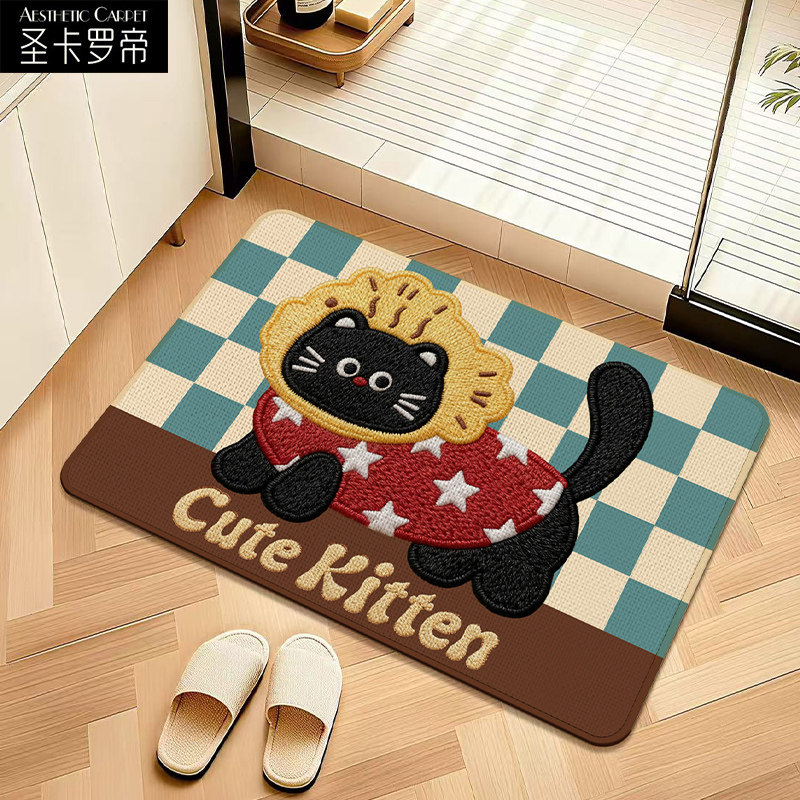 仿亚麻卡通可爱浴室地垫吸水防滑踩脚垫家用卫生间洗手间速干地毯,居家布艺,家用脚垫,淘宝优惠券,粉丝福利购,淘宝优惠卷