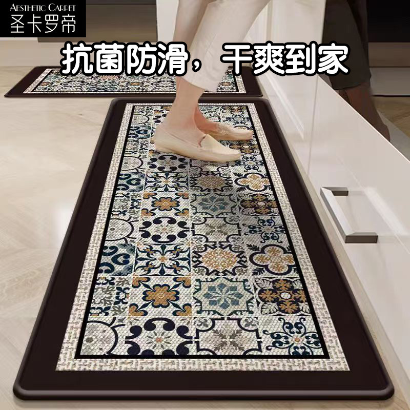 仿亚麻厨房地垫吸水防滑长条地毯