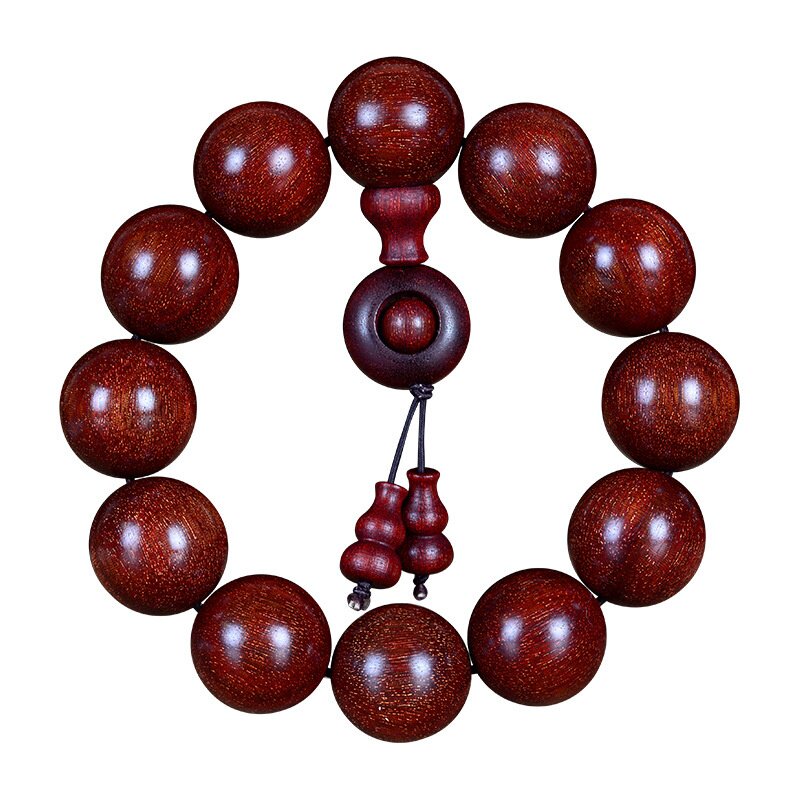 爆满真金星尼泊尔小叶紫檀手串高密沉水泥料鸡血红佛珠木质文玩