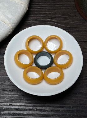 仿菩提戒指跑环古典简约仿和田玉糖玉素圈饰品手圈男女款配饰配件